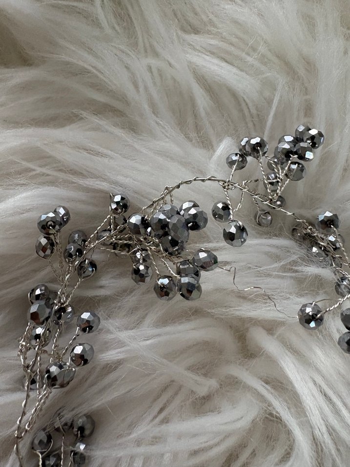 Boncuklu Bohem Gri Kadın Saç Aksesuarı - Görsel 2