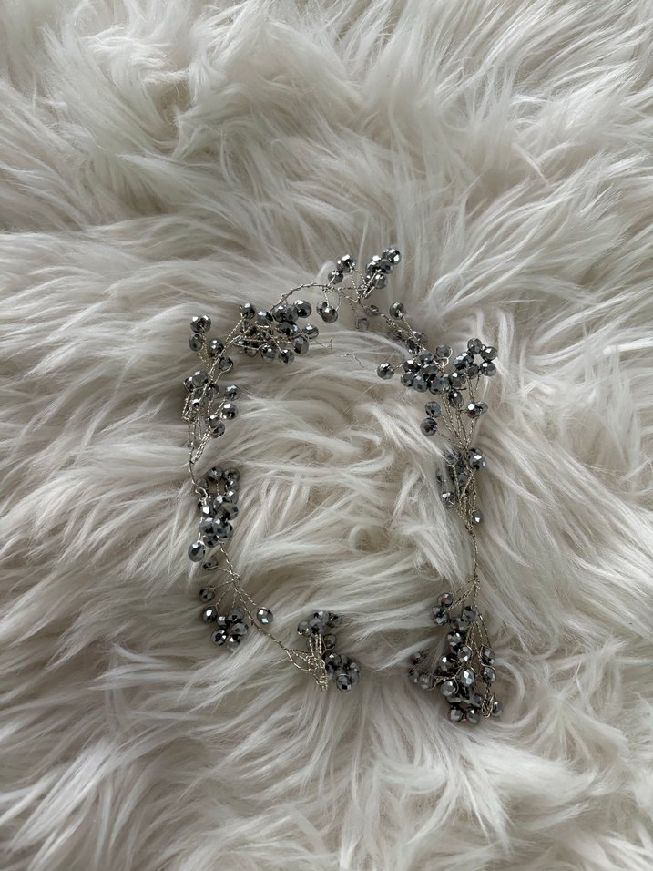 Boncuklu Bohem Gri Kadın Saç Aksesuarı - Görsel 3