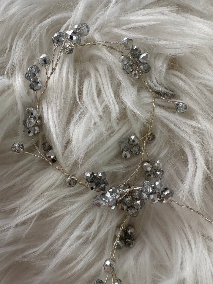 Boncuklu Bohem Gri Saç Aksesuarı - Görsel 2