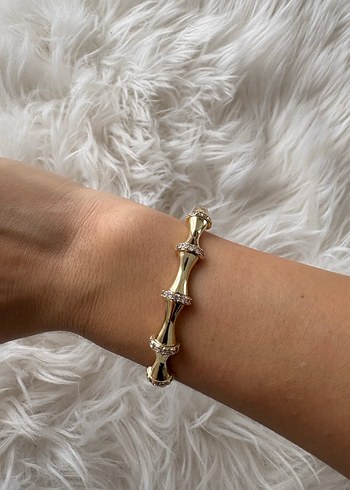 Altın Renkli Taşlı Minimalist Bileklik - Görsel 3