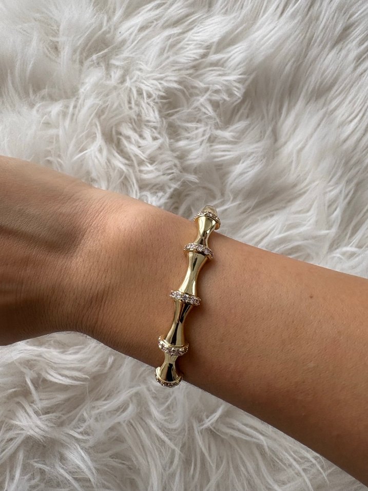 Altın Renkli Taşlı Minimalist Bileklik - Görsel 3