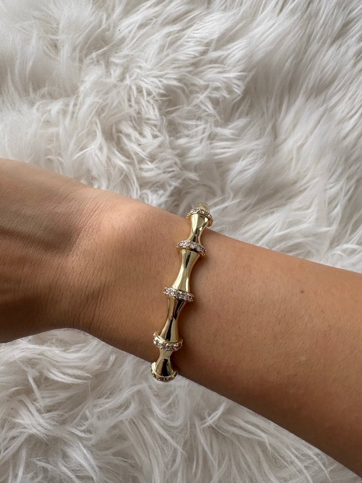 Altın Renkli Taşlı Minimalist Bileklik - Görsel 4