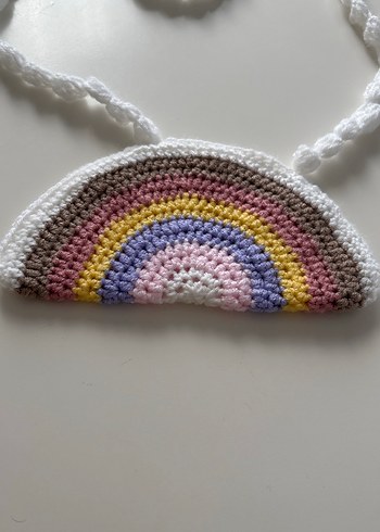 Pastel Renkli Örgü Gökkuşağı Çanta - Görsel 2