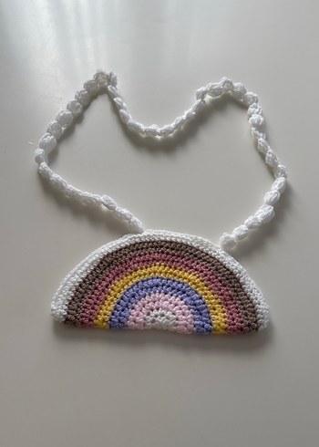 Pastel Renkli Örgü Gökkuşağı Çanta - Görsel 3