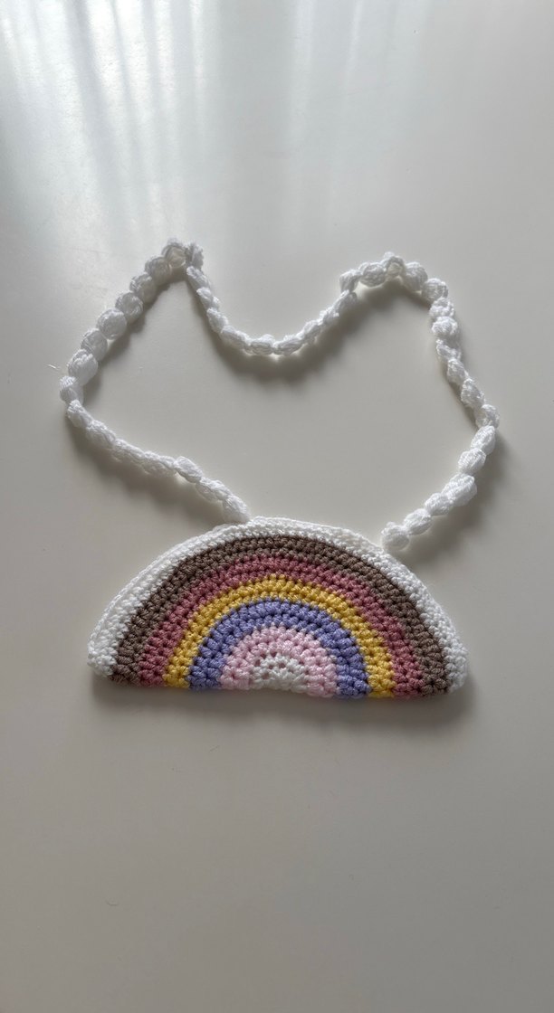 Pastel Renkli Örgü Gökkuşağı Çanta - Görsel 3