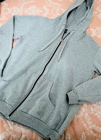 Kadın gri hoodie hırka 