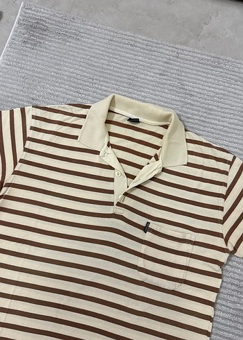 Color Me Mine Kahverengi Çizgili Kısa Kollu Polo Tişört