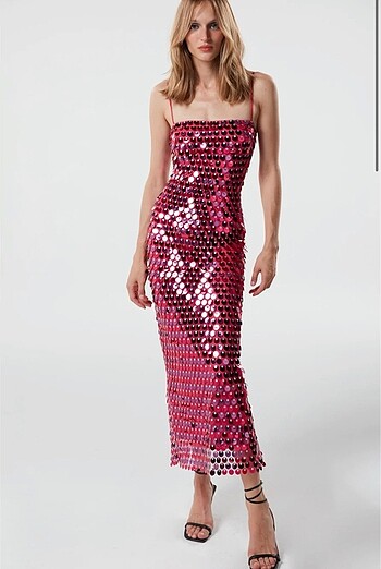 New Arrivals Fuşya Pullu Elbise
