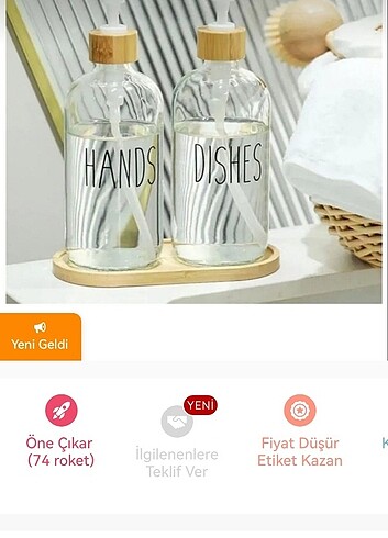 Bambu 2 lı cam sıvı sabunluk