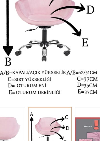 Beden Ayarlanabilir Krom Ayaklı Pembe Çocuk Çalışma Sandalyesi