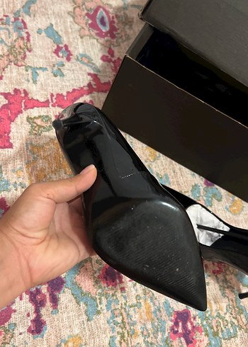 Siyah Rugan Stiletto Topuklu Kadın Ayakkabı - Görsel 5