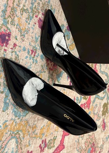 Siyah Rugan Stiletto Topuklu Kadın Ayakkabı - Görsel 6