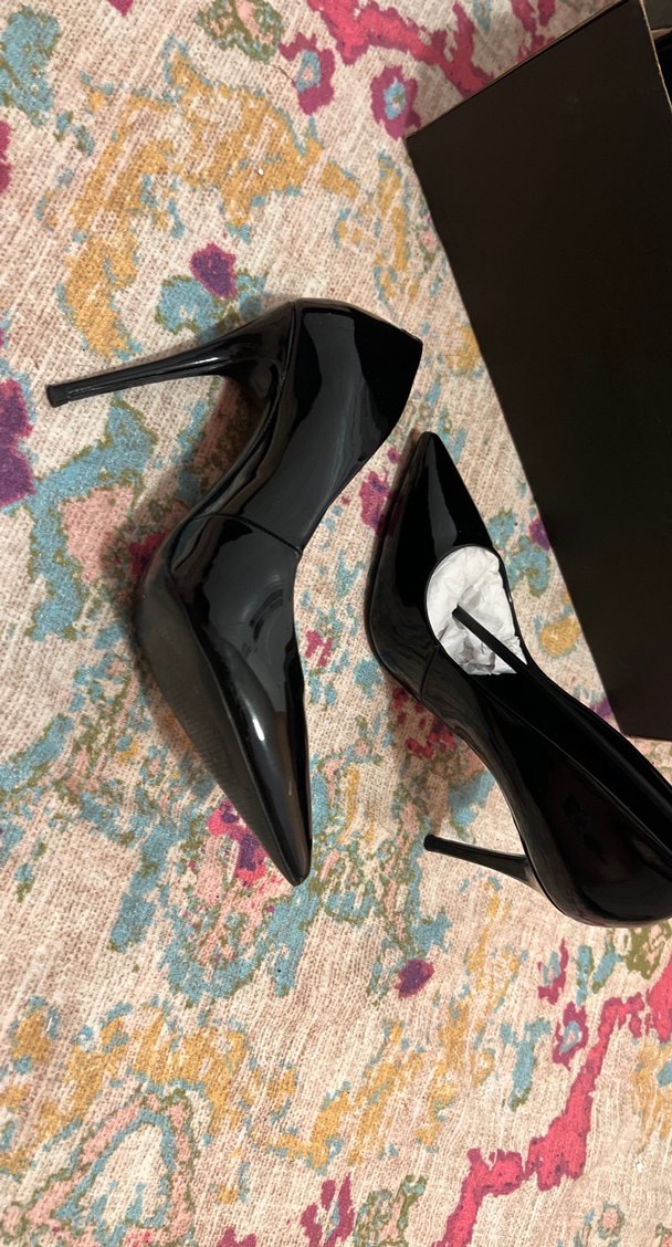 Siyah Rugan Stiletto Topuklu Kadın Ayakkabı - Görsel 2