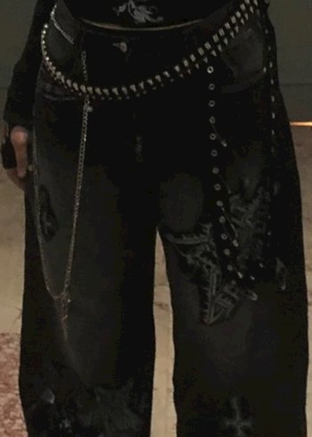 siyah oversized patchwork nyc tripp pantolon - Görsel 3