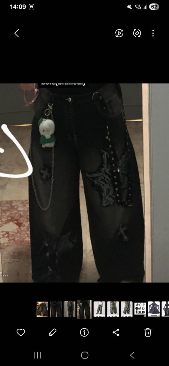 siyah oversized patchwork nyc tripp pantolon - Görsel 2