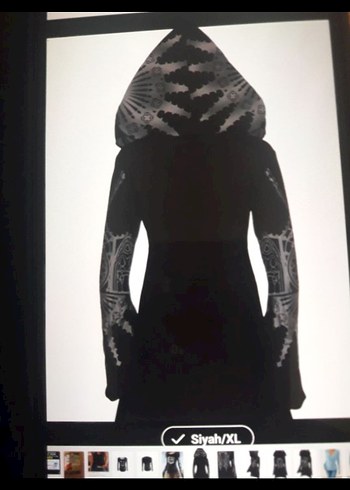 Uzun Siyah Gotik Kadın ceket - Görsel 3