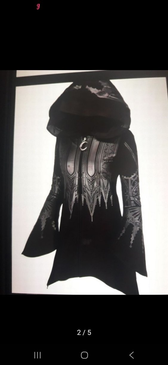 Uzun Siyah Gotik Kadın ceket - Görsel 2