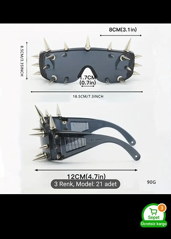 Siyah Tokalı Rock Punk gotik Güneş Gözlüğü - Görsel 2