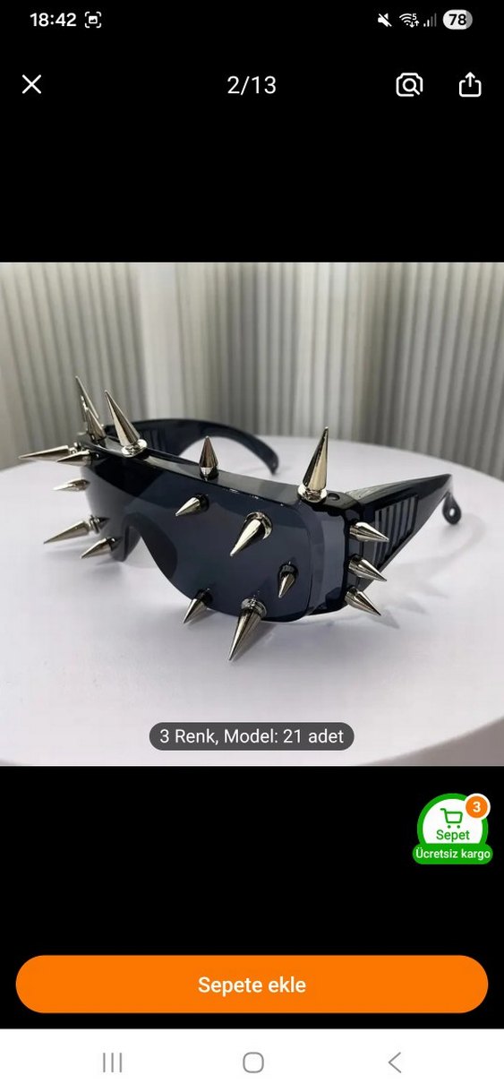 Siyah Tokalı Rock Punk gotik Güneş Gözlüğü - Görsel 3