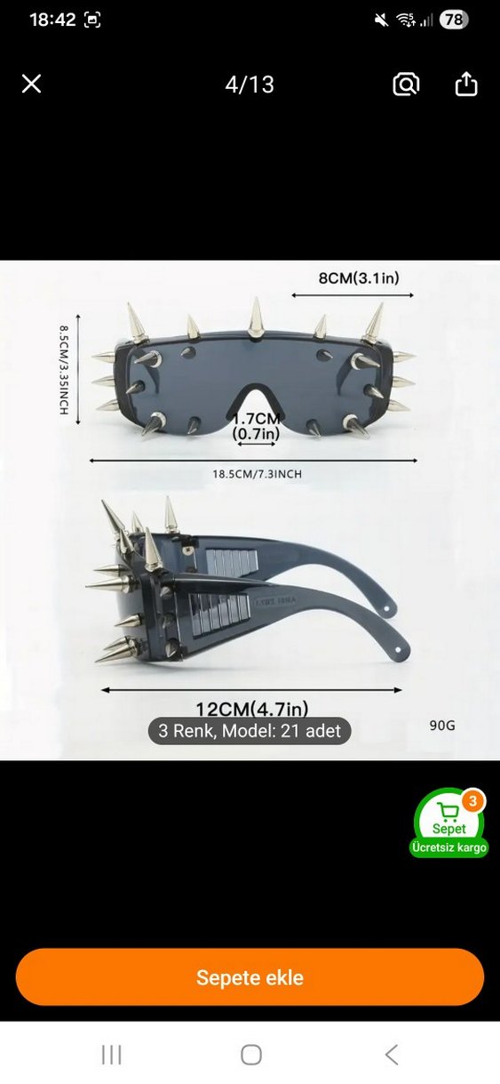 Siyah Tokalı Rock Punk gotik Güneş Gözlüğü - Görsel 2