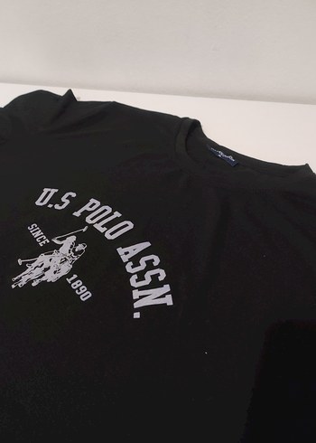 Siyah U.S. Polo Assn. Baskılı Erkek Tişört