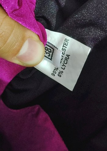 38 Beden mor Renk Desenli Mor Drapeli Uzun Abiye Elbise