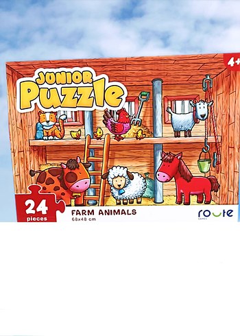 24 Parça Renkli Çiftlik Hayvanları Çocuk Puzzle