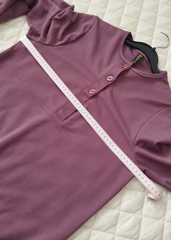 Uzun Mor Kadın Elbise Fırfırlı - Görsel 3