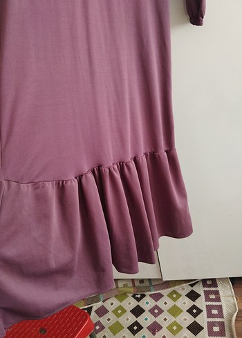 Uzun Mor Kadın Elbise Fırfırlı - Görsel 5