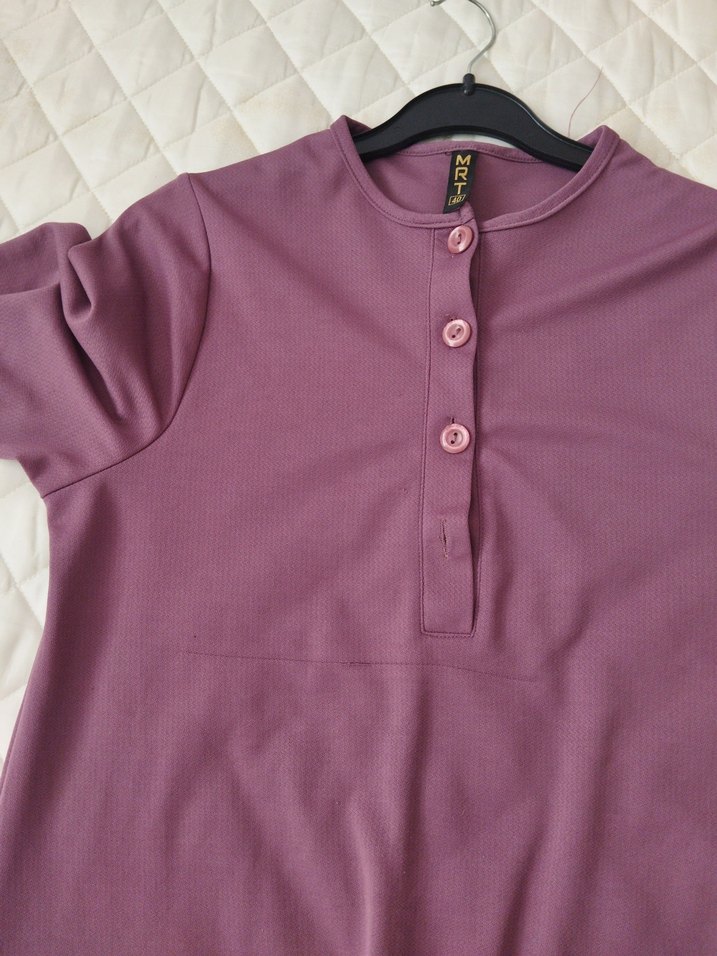 Uzun Mor Kadın Elbise Fırfırlı - Görsel 4