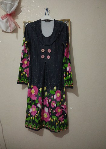 Bohem Uzun Kollu Çiçek Desenli elbise - Görsel 5