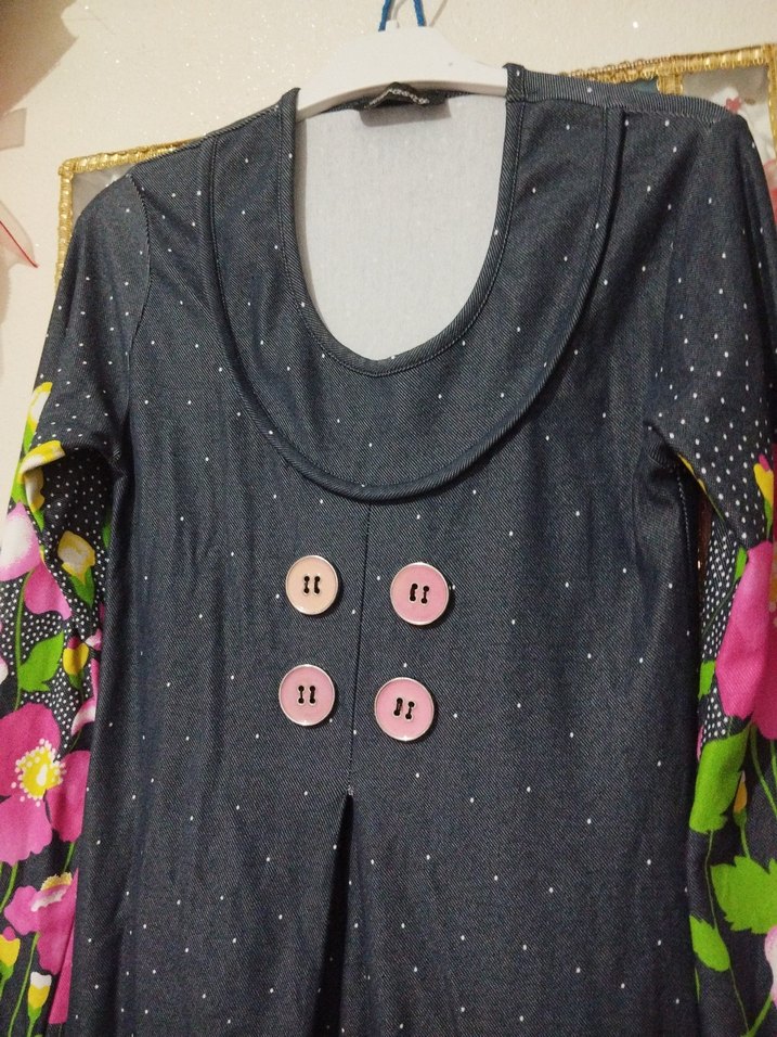 Bohem Uzun Kollu Çiçek Desenli elbise - Görsel 3