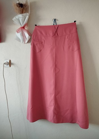 Pembe Drapeli Uzun Kadın Etek - Görsel 8