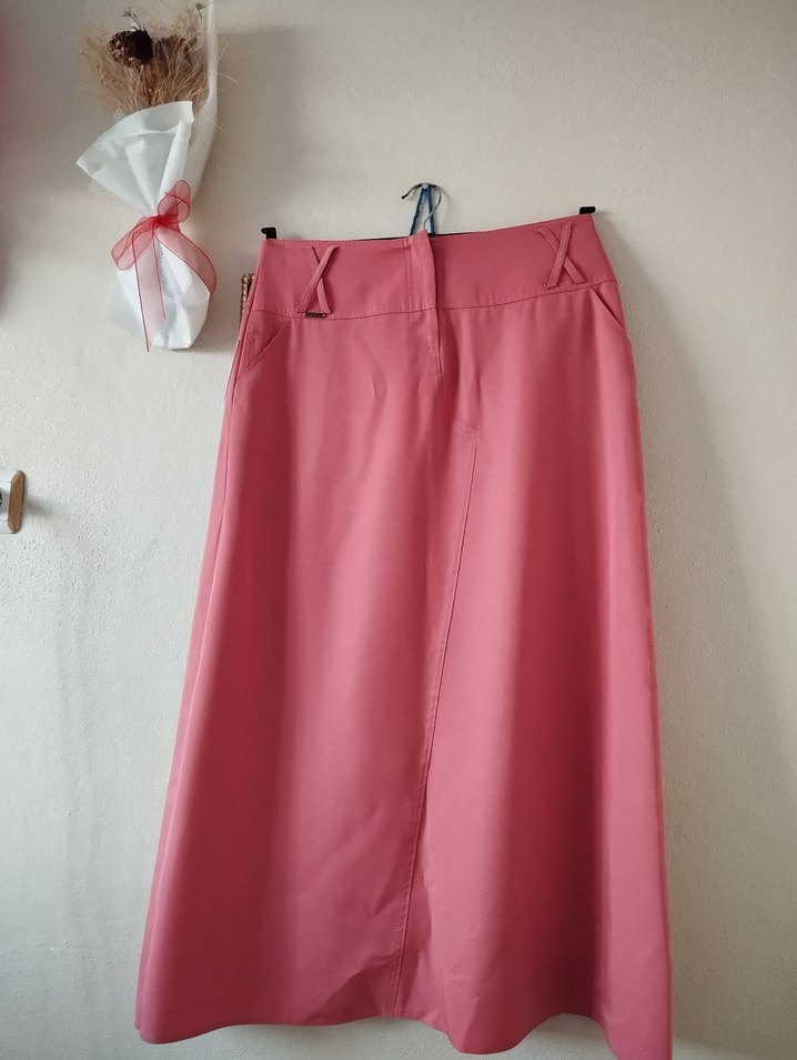 Pembe Drapeli Uzun Kadın Etek - Görsel 2