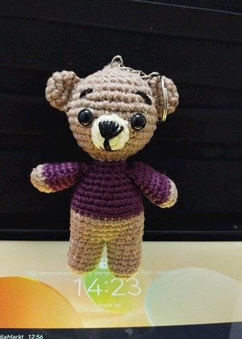 Mor amigurmi Ayıcık Anahtarlık - Görsel 2
