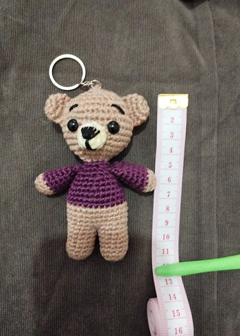 Mor amigurmi Ayıcık Anahtarlık - Görsel 3