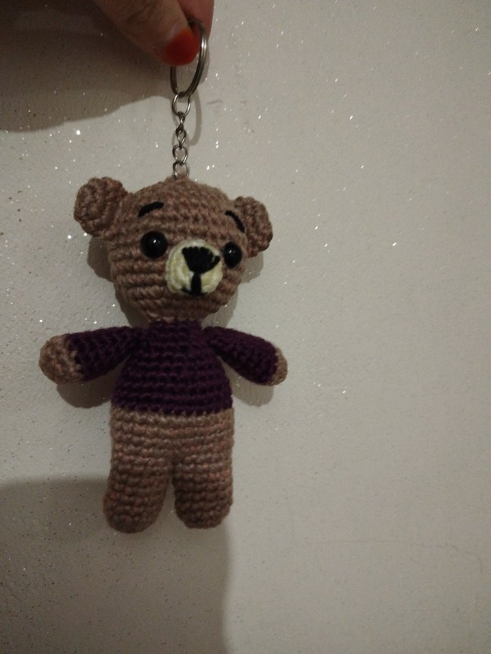 Mor amigurmi Ayıcık Anahtarlık - Görsel 5