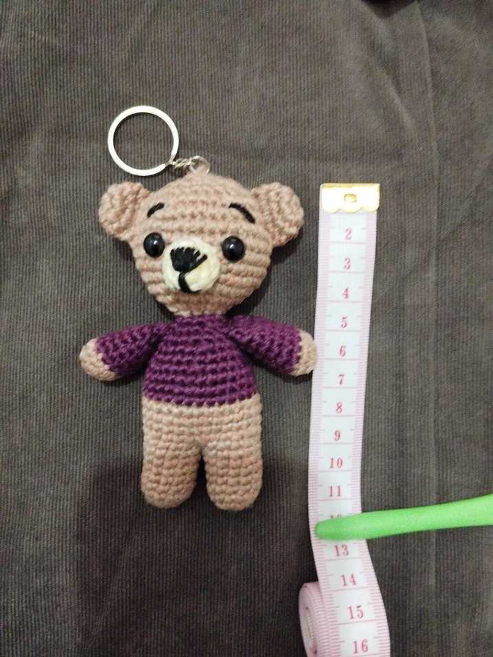 Mor amigurmi Ayıcık Anahtarlık - Görsel 3
