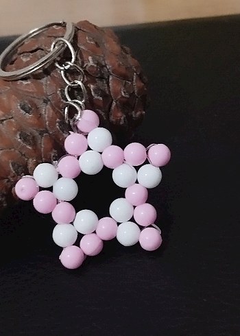 Pembe Boncuklu Bohem Anahtarlık - Görsel 2