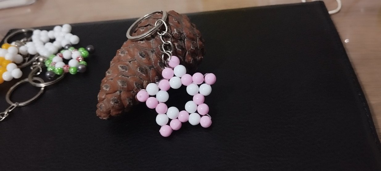 Pembe Boncuklu Bohem Anahtarlık - Görsel 2