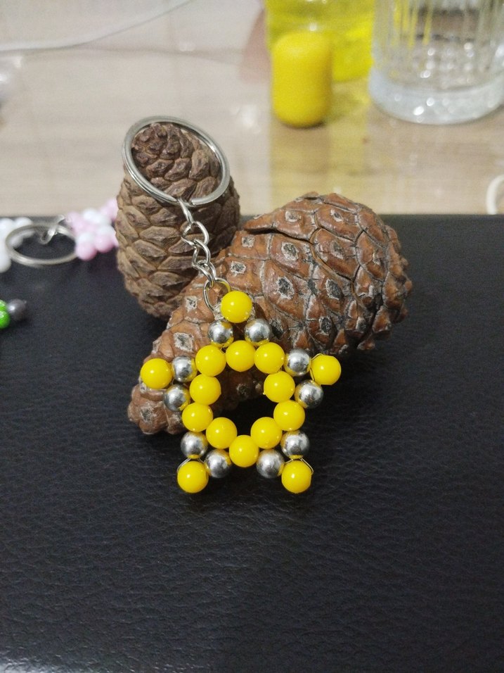 Sarı Boncuklu Bohem Anahtarlık - Görsel 3