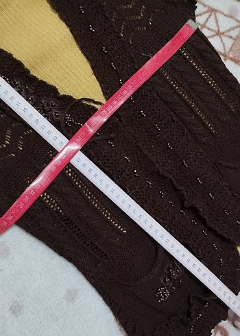 Kahverengi Nakışlı Örgü Bohem Yelek - Görsel 7