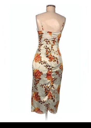 Çiçek Desenli Drapeli Uzun Kalem Elbise - Görsel 2