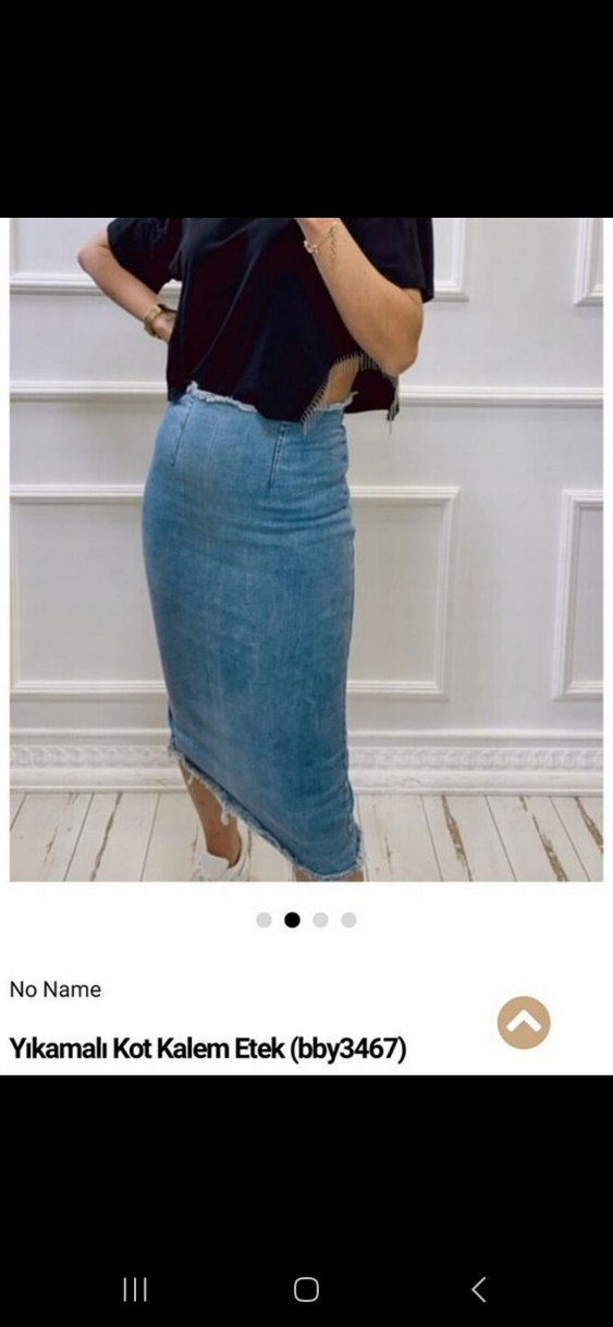 Lacivert Denim Midi Etek Yırtmaçlı - Görsel 2