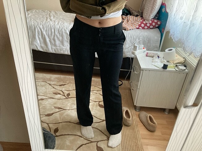 American Vintage siyah düşük bel kumaş pantolon