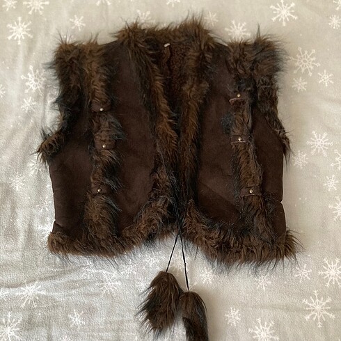 vintage nubuk kürk peluş yelek