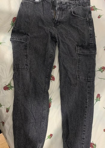 LC Waikiki Koyu Gri Yikamali Kargo Denim Pantolon