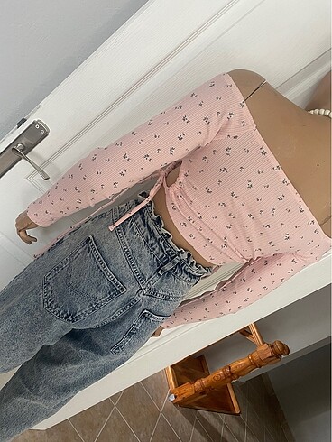 s Beden pembe Renk Çiçek desenli Crop top