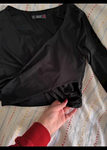 Dilvin Kruvaze Basic Siyah Bluz - Görsel 4
