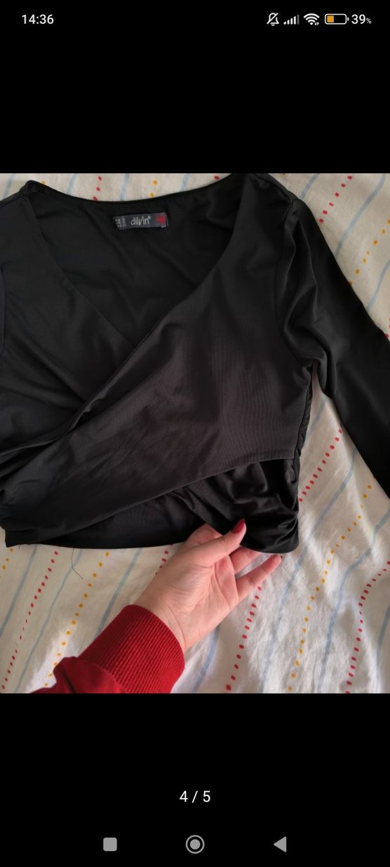 Dilvin Kruvaze Basic Siyah Bluz - Görsel 4